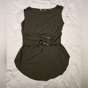Elegant Dynamite Black Sleeveless Top With Attached Double Loop Belt. Size S.